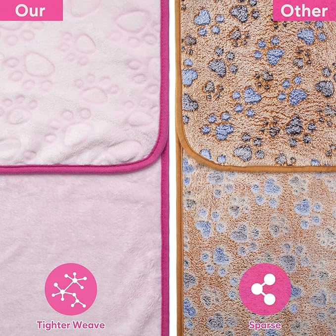 Pink Cat Blanket for Kitten Beds, Flannel Pink Stuff Cute Paw Print, 24 * 32 inches Dog Girls Blanket, Puppy Ragdoll Kitten Necessities