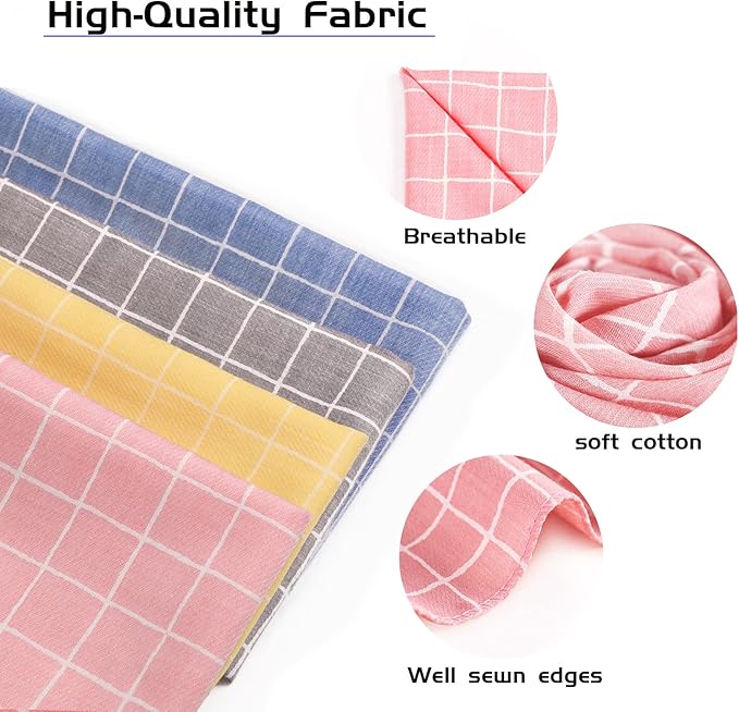 4PCS Fall Dog Bandanas Cat Birthday Cute Soft Cotton Puppy Scarfs Washable Daily Handkerchief Pink Yellow Blue Grey Comfortable Gifts, Adjustable Accessories for Small Medium Large Girl Boy Pup Pet