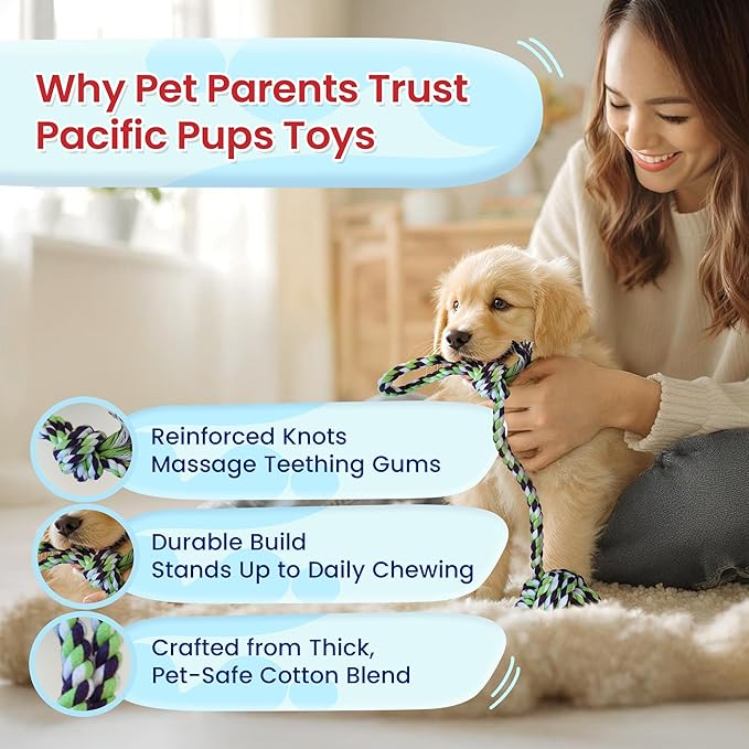 Pacific Pups Products Dog Rope Toys for Medium Dogs & Small Dogs 5 Pack - Puppy Teething Toys and Small Dog Toys - 5 Puppy Chew Toys for Teething