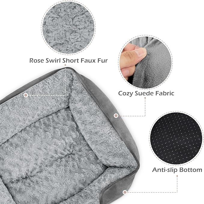 INVENHO X-Large Dog Bed Rectangle Washable Orthopedic Soft Calming Sleeping Durable Pet Cuddler with Anti-Slip Bottom