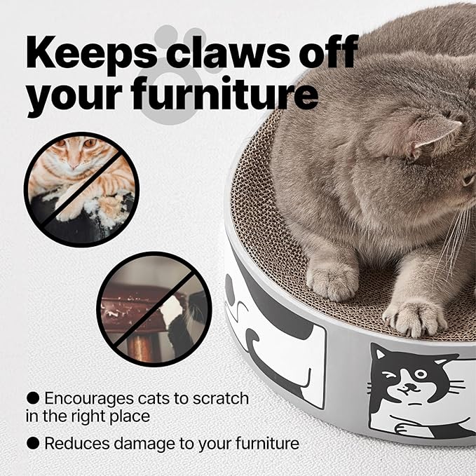 Scratching Bed for Cats – 42 cm Oval Scratcher Made from Recycled Corrugated Cardboard, Cat Bed with Natural Catnip, Robust Accessory for Small and Medium-Sized Cats
