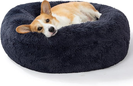 SAVFOX Plush Calming Dog Beds, Donut Dog Bed for Small Dogs, Medium, Large & X-Large, Comfy Cuddler Dog Bed and Cat Bed in Faux Fur, Washable Dog Bed, Multiple Sizes XS-XXL