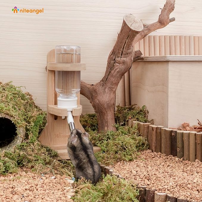 Niteangel Water Bottle with Stand for Syrian Dwarf Hamsters Gerbils Mice Rats Degus Small pet Rodents(White)