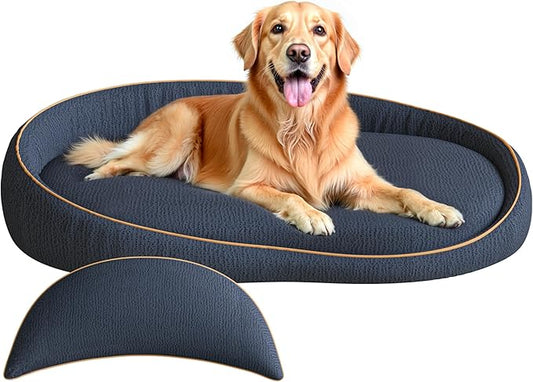 Orthopedic Dog Beds for Extra Large Dogs, High-Density Foam Support Pet Bed with Extra Pillows, Non-Slip Bottom Large Dog Couch Bed with Washable Removable Cover