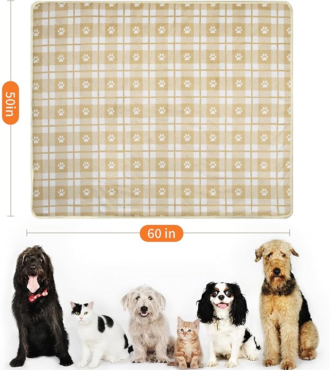 Waterproof Dog Blankets Pet Blanket 50"x60", Soft Fluffy Sofa Car Bed Protector, Reversible Sherpa Fleece Dog Blanket for Large Dogs Christmas Decor(Light Yellow)