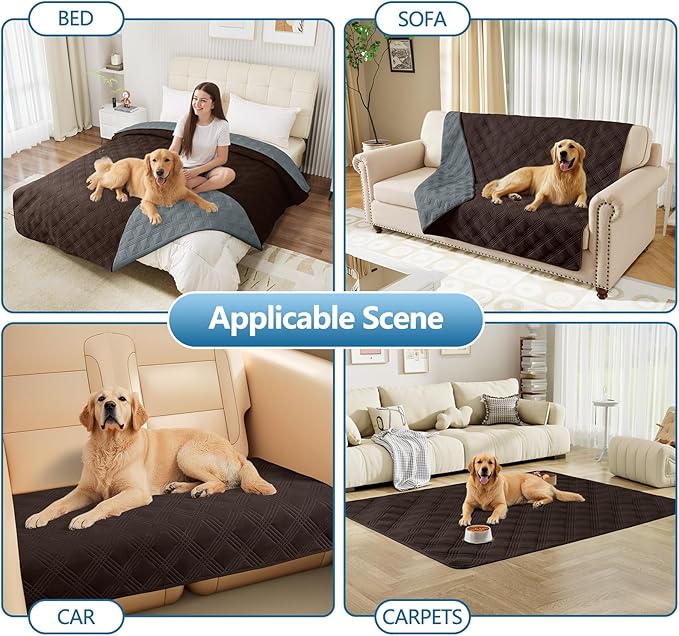 hyha Waterproof Dog Blanket, Reversible Pet Bed Blanket, Soft Sofa Couch Cover for Dogs Washable, Waterproof Pet Couch Covers for Sofa Puppy Cats Furniture Protector(30"x53", Chocolate/Dark Grey)