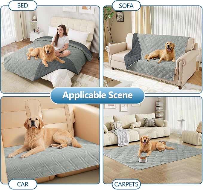 hyha Waterproof Dog Blanket, Reversible Pet Bed Blanket, Soft Sofa Couch Cover for Dogs Washable, Waterproof Pet Couch Covers for Sofa Puppy Cats Furniture Protector(52"x82", Grey/Dark Grey)