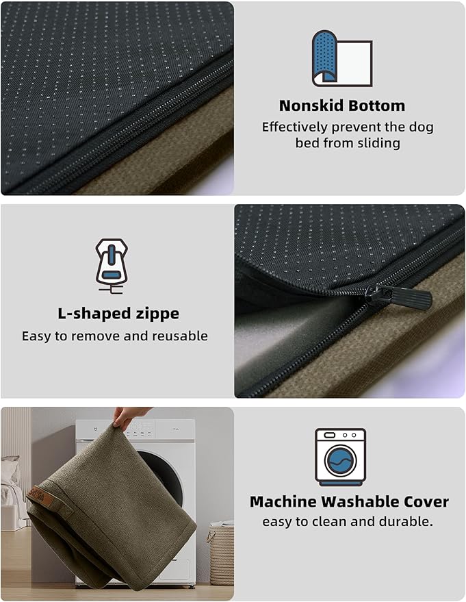 Sytopia 42-Inch Waterproof Chew-Resistant Orthopedic Dog Bed, XL Size for Extra Large Dogs, Supports Up to 90 lbs, Suitable for Indoor and Outdoor Use, Brown