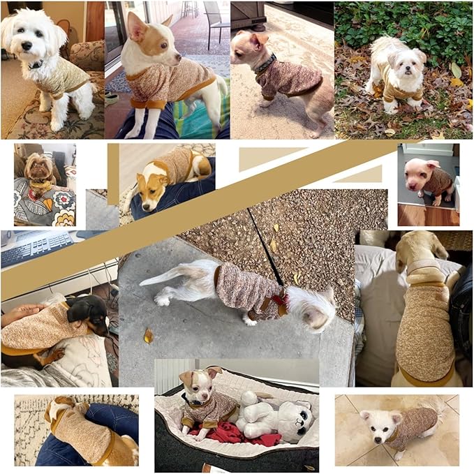 Jecikelon Dog Clothes Dogs Sweater Soft Puppies Clothing Winter Puppy Sweaters Warm Outfit for Dogs Small XXS XS Cat Apparel (XX-Small, Khaki)