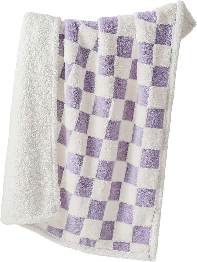 LE SURE Waterproof Dog Blanket for Large Dogs - Washable Double Sided Dog Blankets with Warm Jacquard Shag and Soft Sherpa Fleece, Pet Cat Blanket for Bed Protection, 3D Textured Cloud, Purple