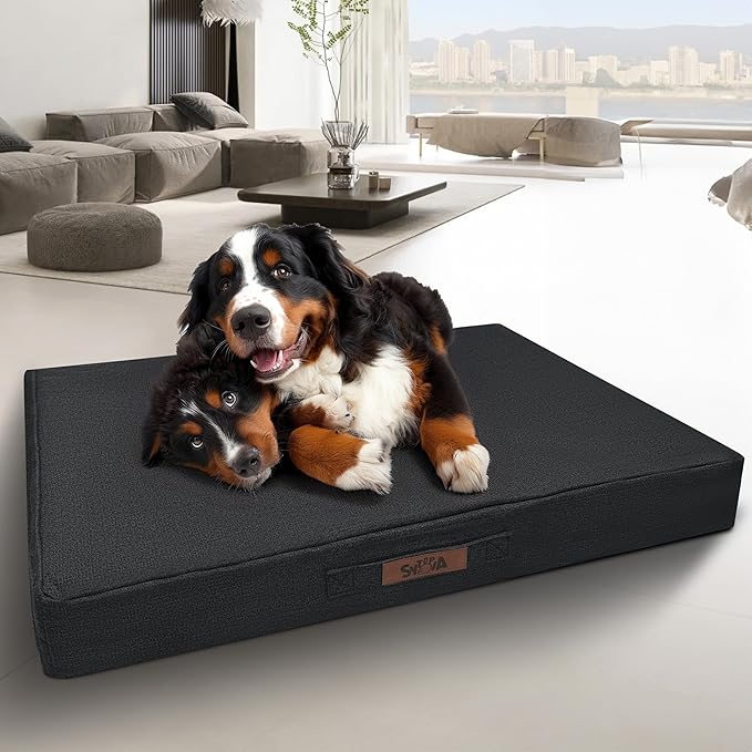 Sytopia 50" Indestructible Chew-Proof Dog Bed, XXL, Outdoor Waterproof Pet Bed for Extra Large Dogs, Dog Crate Pad, Supports up to 130 lbs, Dark Gray