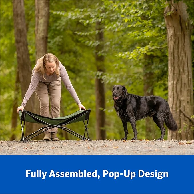 Coolaroo On-The-Go Elevated Dog Bed Kit – Portable & Cooling Travel Cot with HeatShield Fabric for Small Dogs, Lightweight & Compact, Includes Matching Carry Bag & Pacific Blue Bonus Cover, Small