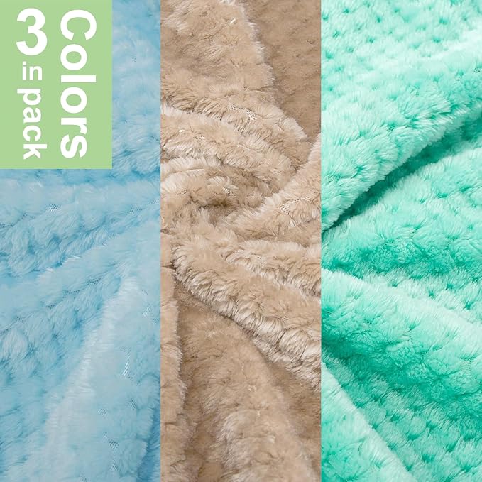 POMIU Dog Sweater, Dog Sweaters for Small Medium Dogs or Cat, Warm Soft Flannel Pet Clothes for Dogs Girl or Boy, Dog Shirt Coat Jacket (Ice Blue+Light Coffee+Teal, Large)