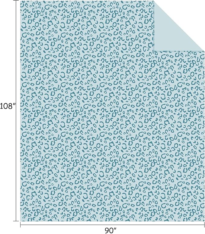 FY FIBER HOUSE Flannel Fleece Throw Microfiber Blanket with 3D Cheetah Print,90"X108",Lake Blue
