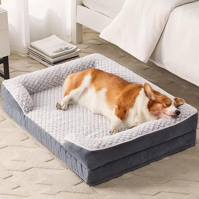 Orthopedic Dog Bed for Medium Dogs, Egg Crate Foam Bed for Medium Dogs, Equipped with Removable Waterproof Pillow Cover and Anti-Slip Bottom, Pet Bed