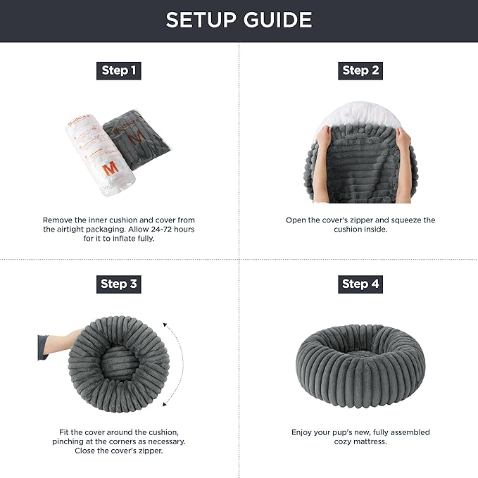 Bedsure Donut Small Dog Bed - Dog Beds for Small Dogs with Corduroy Fleece & Anti Slip Bottom, Round Faux Fur Pet Beds with Washable Removable Cover, Sandy Beige, 23x23x7 inches