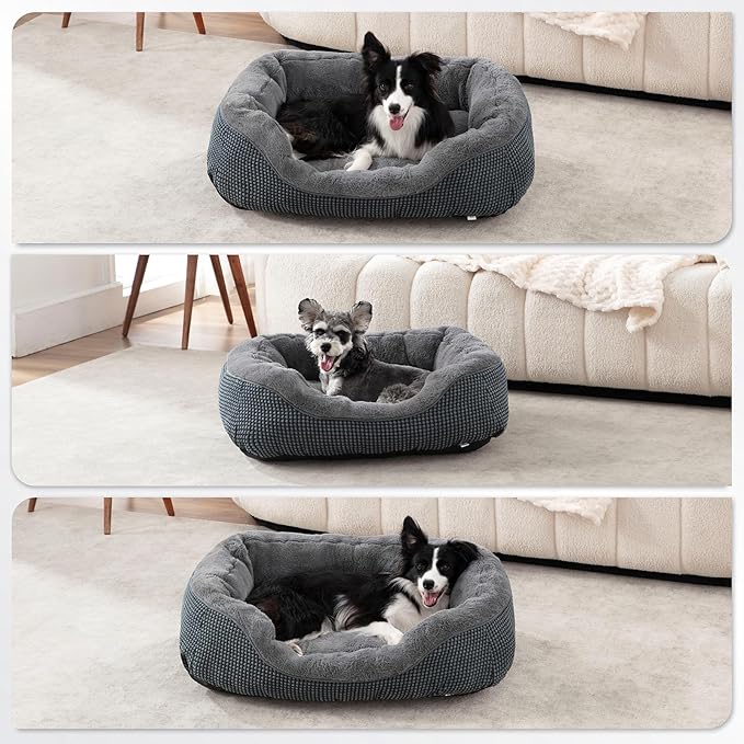 INVENHO Large Dog Beds Large Sized Dog Washable, Orthopedic Warming Soft Sleeping Puppy Bed Durable Pet Bed with Anti-Slip Bottom L(35"x25"x10")