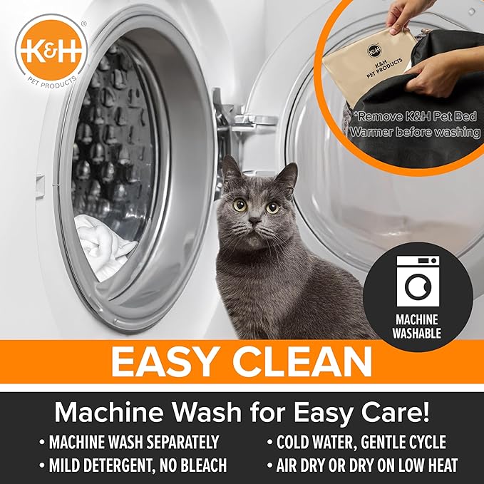 K&H Pet Products Heated Cat Bed Indoor, Thermo-Snuggle Cup Bomber Soft Heated Pet Bed for Large Indoor Cats and Small Dogs, Machine Washable, Waterproof Heated Pad, Safety Listed - 14x18in Gray