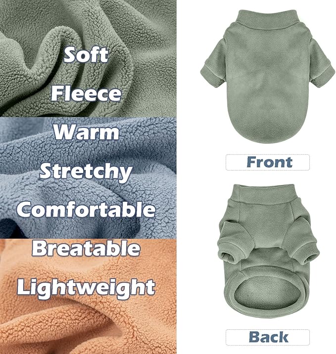 Dog Sweater, 3 Pack Dog Sweaters for Small Dogs Girl Boy, Ultra Soft Warm Puppy Clothes Dog Coat for Winter (Lt Blue+Olive+Brown, XX-Small)