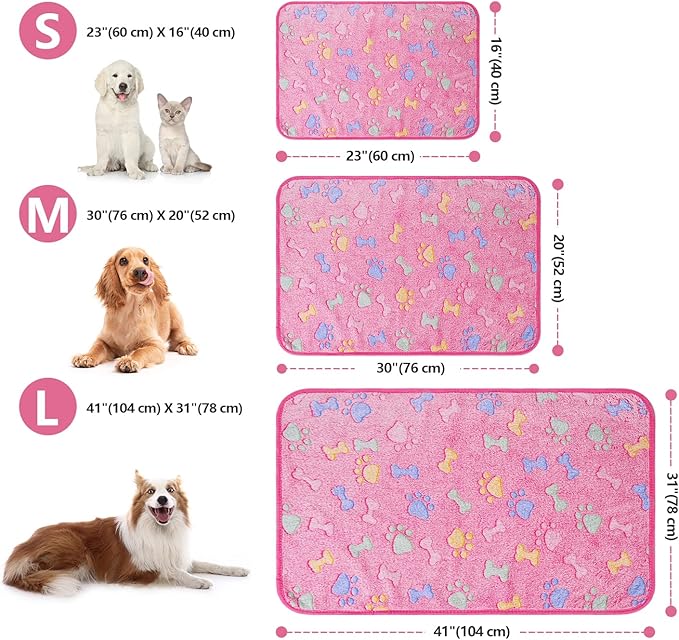 LeapSheep Pet Blankets for Dogs Cats - 3Pack Bone Pattern Super Soft Fluffy Dog Blankets for Small Medium Large Doggy Kitten (Bone, Large)