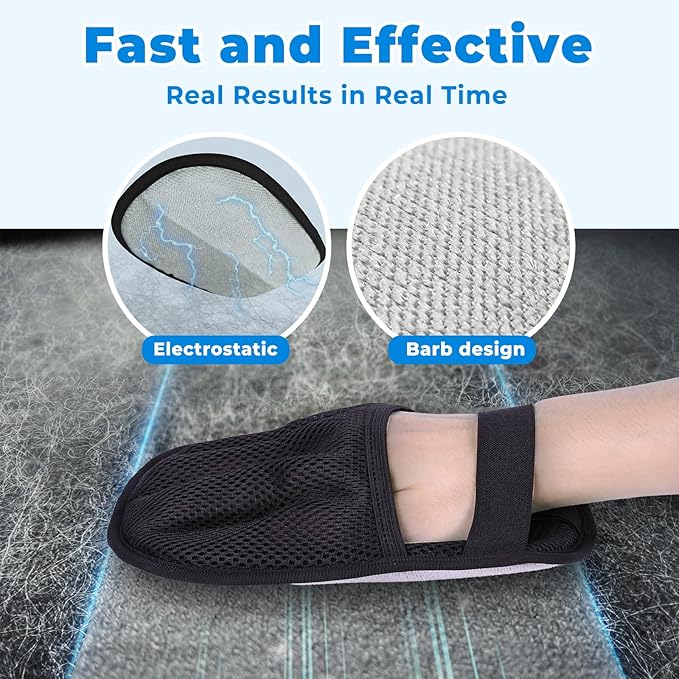 Pet Hair Removal Gloves Kit for Dogs & Cats, 2025 Newly Upgraded Five-Finger Electrostatic Pet Hair Gloves, Reusable Pet Hair Remover Tools for Clothing, Carpet, Couch, Car Seat