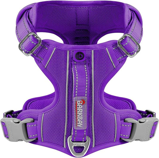 BARKBAY Dog Harness No Pull with ID Tag Pocket - Heavy Duty, Reflective, Easy Control for Large Dogs(Purple,XS)