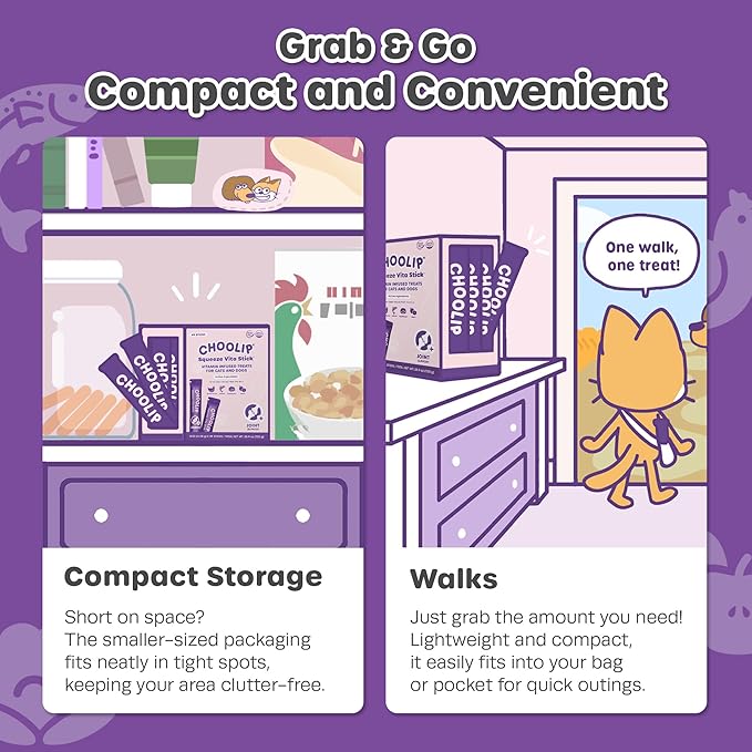 Choolip Squeeze Vita Stick Lickable Cat and Dog Treats – 49-Count Joint Support Sticks with Multivitamins, Soft Squeezable Paste for All Life Stages, Supporting Joint Health