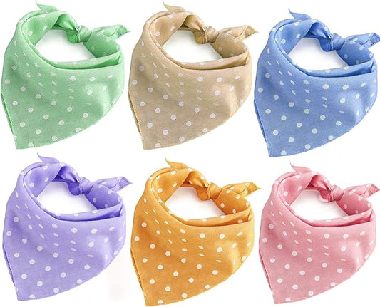 6PCS Fall Dog Bandanas Cat Birthday Cute Soft Cotton Puppy Scarfs Washable Daily Handkerchief Pink Green Blue Orange Purple Gifts, Adjustable Accessories for Small Medium Large Girl Boy Pup Pet