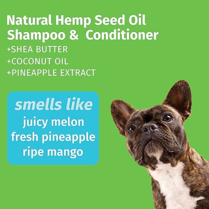 Hempz Petz, Dog Shampoo & Conditioner, Sweet Pineapple Honey Melon 2-in-1 Shampoo and Conditioner, Cleans, Conditions & Moisturizes, 17 fl. Oz