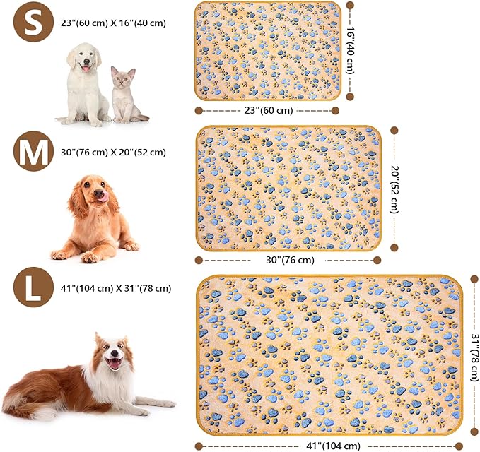 LeapSheep Pet Blankets for Dogs Cats - 3Pack Heart Pattern Super Soft Fluffy Dog Blankets for Small Medium Large Doggy Kitten (Paws, Large)