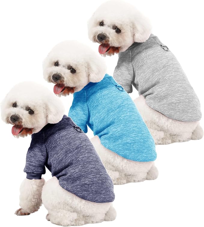Dog Sweater - Warm Soft Pet Clothes for Puppy, Cat & Dogs - 2/3 Pack, Girl or Boy, Winter Christmas Shirt (Buckle Grey, Navy, Blue, Large)