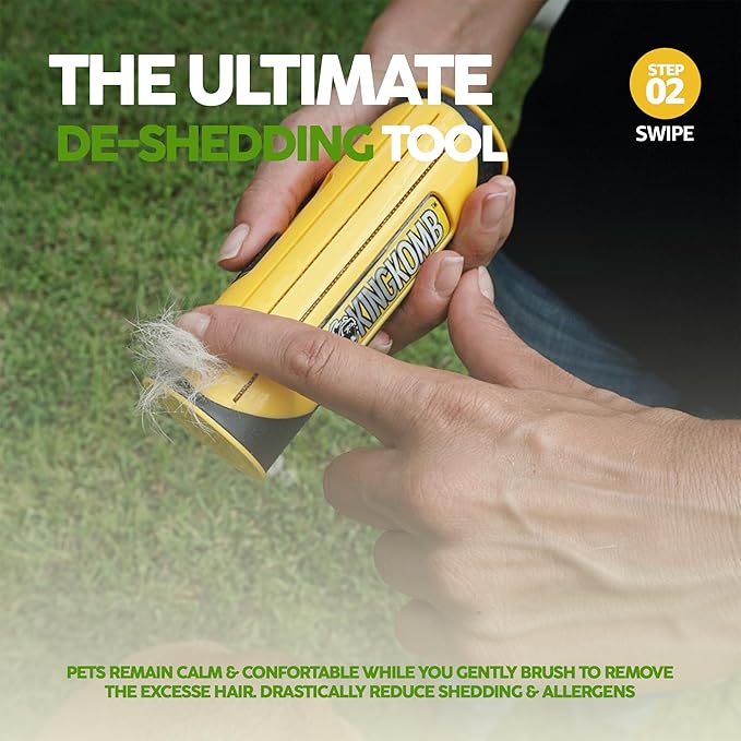 King Kanine Pet Grooming Brush, Self Cleaning Deshedding | Multi-Use Tool for Dogs, Cats & Horses for All Life Stages | Brush Pet for Grooming and Loose Hair | Perfect for Medium & Large Coats