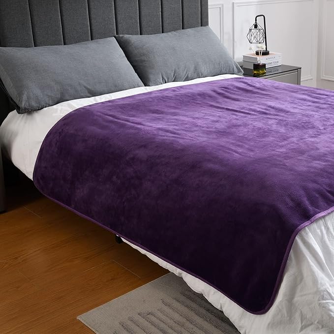 Waterproof Blanket for Bed Couch Sofa, Soft Liquid Pee Proof Pet Blanket for Dog Puppy Cat, Reversible Sherpa Fleece Furniture Protector (Dark Purple, 60x80 inches)