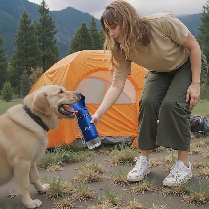 Stainless Steel Dog Travel Water Bottle, Vacuum Insulated Portable Dog Water Dispenser, Large Bottle with Drink Cup On The Go, Outdoor Walking, Hiking, Travel (Cobalt, 22oz)