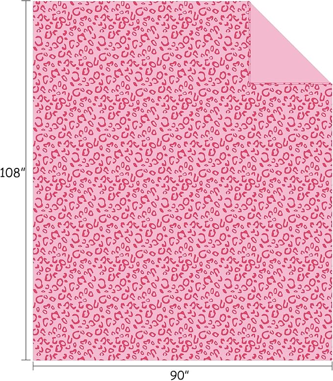 FY FIBER HOUSE Flannel Fleece Leopard Print Throw Blanket Super Soft Lightweight Fluffy Twin Blankets for Couch, 90"X108",Hot Pink
