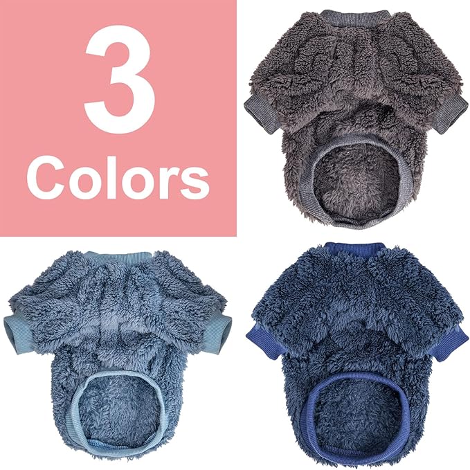 Dog Sweater, 3 Pack Dog Sweaters for Small Dogs or Cats, Girl or Boy, Warm Dog Clothes Shirt Coat for Winter Christmas (Blue, Dark Blue, Grey, Medium)