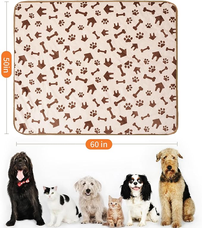 Waterproof Dog Blankets Pet Blanket 50"x60", Soft Fluffy Sofa Car Bed Protector, Reversible Sherpa Fleece Dog Blanket for for Small Medium Large Dogs Cats (Beige-House)