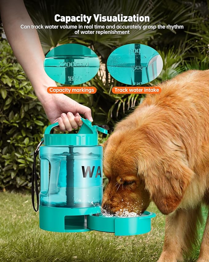 Portable Dog Water Bottle Bowl - 77 oz Travel Water Bowl Dispenser for Dogs Leak Proof, Suitable for Large Pet Drinking, A Must Have for Outdoor, Camping, Walking, Beach Other Scenes (Light Green)