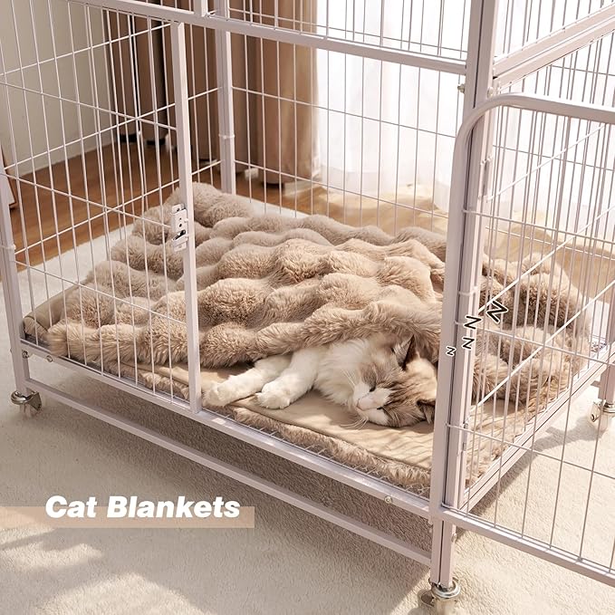 Dog Blanket Ultra Soft Fuzzy Faux Fur Cat Blankets for Indoor Cats Ultra Soft Plush Faux Fur Machine Washable Reversible Pet Throw Protector for Couch Furniture 39"X 30" Coffee