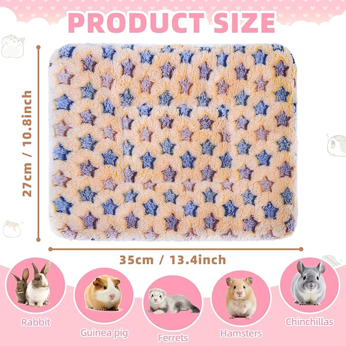 2 Pcs Guinea Pig Bed, Washable Rabbit Bunny Bed Mat Warm Small Animal Bed Pad Guinea Pig Pillow Pet Bed Mat for Chinchilla Hedgehog Ferret (13.7" x 10.6")