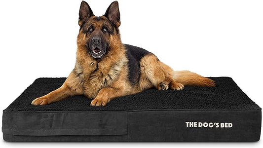 The Dog’s Bed Orthopedic Memory Foam Dog Bed, XL Black Plush, Pain Relief for Arthritis, Hip & Elbow Dysplasia, Post Surgery, Lameness, Supportive, Calming, Waterproof Washable Cover