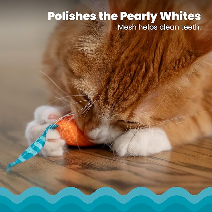 Catstages Catnip Chew Mice 2 Pack– Interactive Dental Cat Chew Toy that Helps Clean Teeth, Mouse, Multicolored