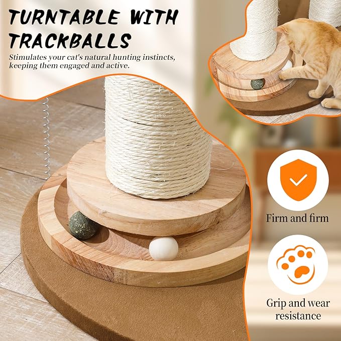 Wood Cat Tree Tower with Scratching Posts โ Handmade Cat Condo for Indoor Cats โ Cat Scratcher & Resting Platform โ Stable & Stylish Cat Furniture