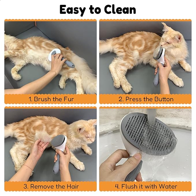 Cat Brush Dog Hair Brush for Shedding, Self Cleaning Pet Grooming Brush, Skin Friendly Grooming Tool, Pet Hair Removal Comb Suitable for Dog Cat and Rabbit