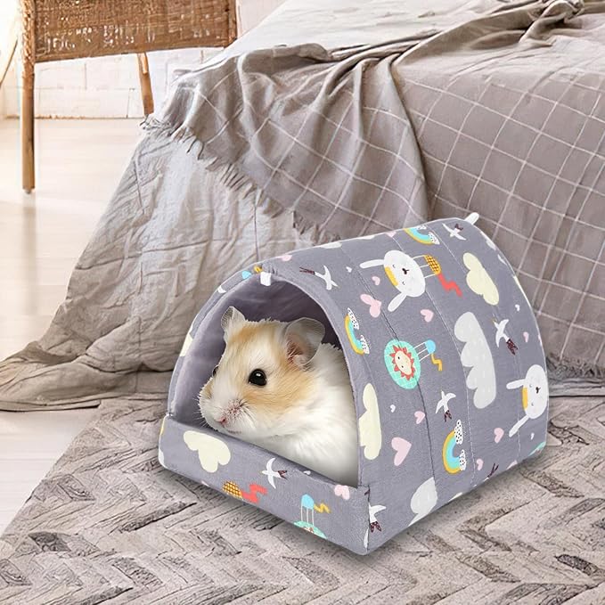 UPINS 2 Pack Guinea Pig Hideout,Guinea Pig Bed Washable Small Animal House Cage Accessories for Mouse Chinchillas Hamsters Hedgehogs Ferrets Bearded Dragons and Rats