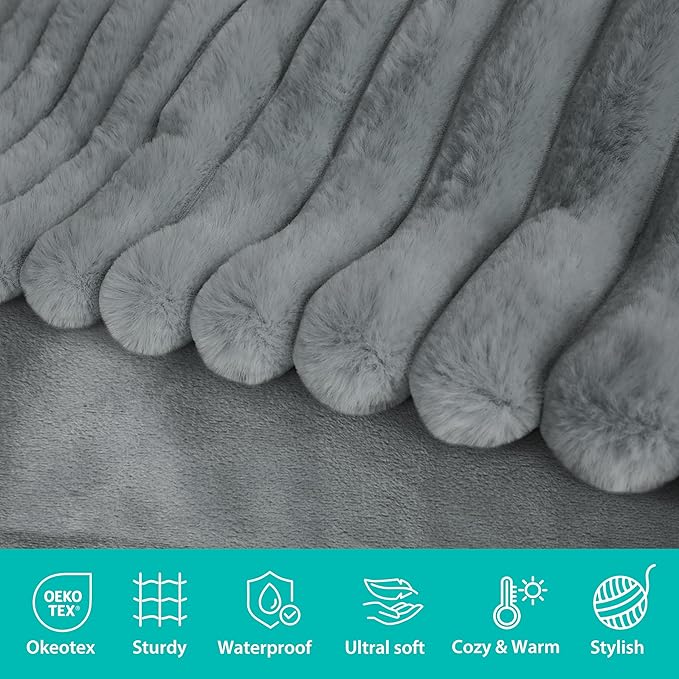 Waterproof Dog Blanket for Small Dogs, Luxury Plush Washable Cats Blankets for Couch Protection, Super Soft Calming Pet Blanket for Indoors (Grey, 25"x35")