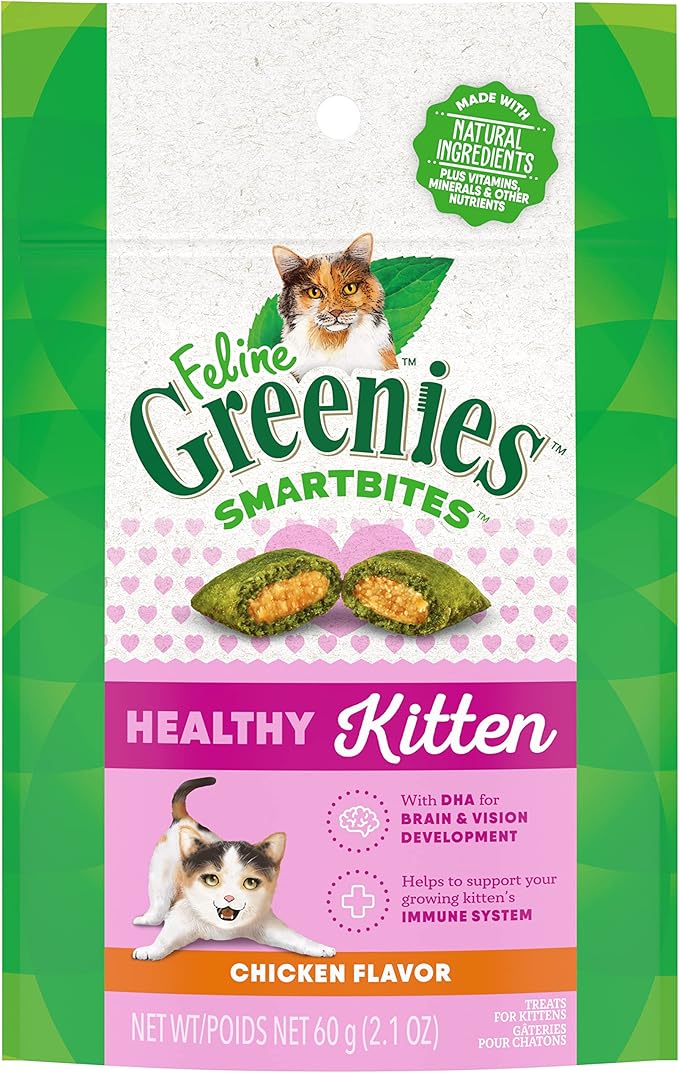 Greenies Feline Smartbites Healthy Kitten Treats, Chicken Flavor, 2.1 oz Pack