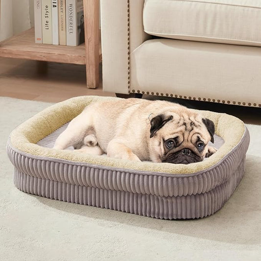 Orthopedic Dog Bed for Small Dogs Breeds, High Density Egg Crate Foam Dog Sofa Beds,Oval Kennel Bed, Pet Couch Bed with Four Sided Bolster, Removable Washable Cover& Non-Slip Bottom