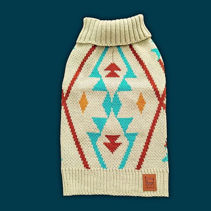 Cozy Acrylic Dog Sweater for Outdoor Adventures—Breathable & Insulating Knit—Classic Fit—Backpacking Gear for Dogs—Dog Hiking Gear—Dog Camping Gear (Small, Indigenous)