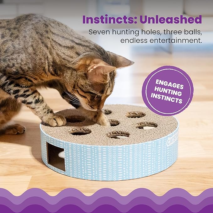 Catstages Scratch N' Hunt Interactive Cat Puzzle Toy with Scratcher Corrugate for Nail Care, Engages Hunting Instincts